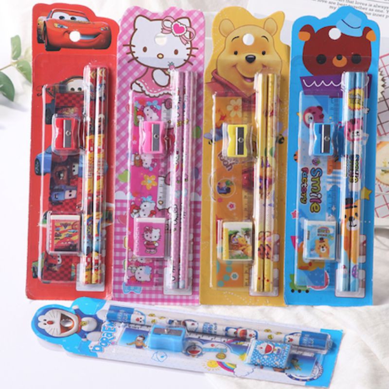 Stationery Alat Tulis Set 5 In 1 Karakter Kartun