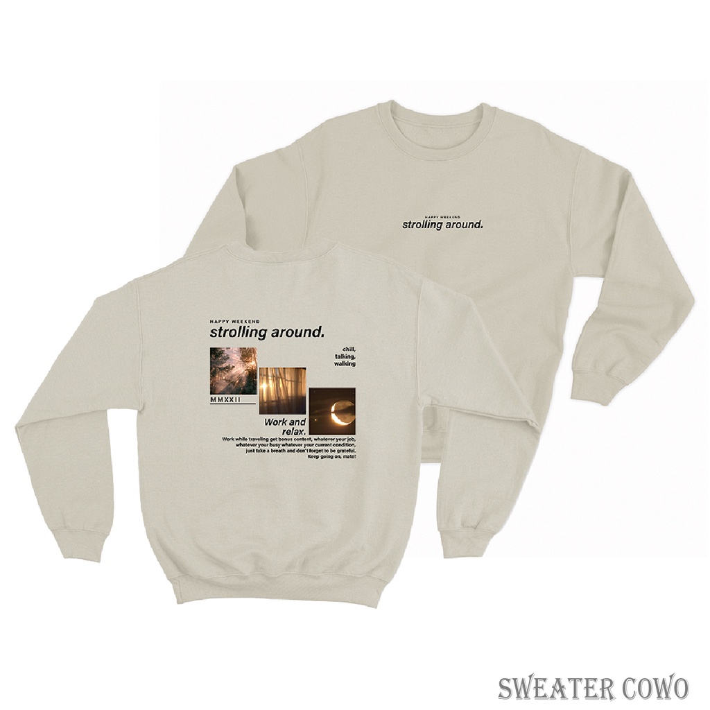 Sweaterpolos Basic Sweater STORILING AROUND ( Sablon ) Unisex Pria &amp; Wanita