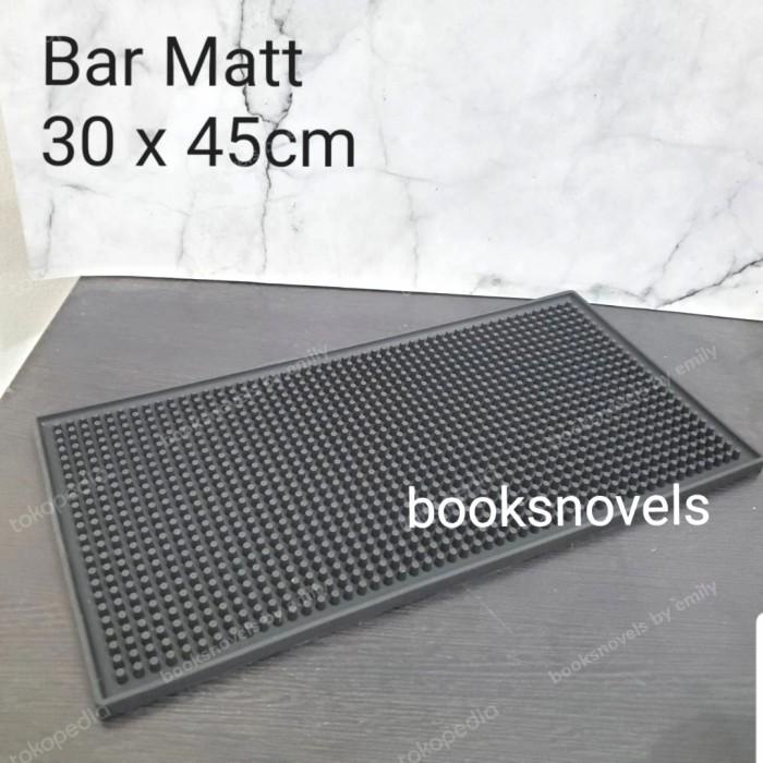 Alish | Rubber Bar Mat Hitam Tatak Alas Barista Dapur Cafe Meja 30 X 45 Cm
