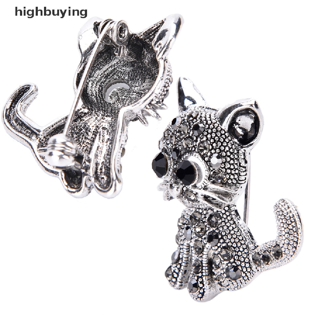 Hbid Bros Antik Desain Kucing Kecil Lucu Lapis Silver Untuk Mantel / Kemeja