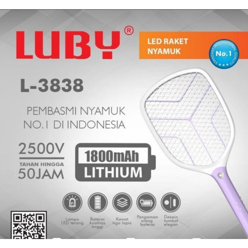 Raket Nyamuk + Lampu LED LUBY L 3838 - Rechargeable