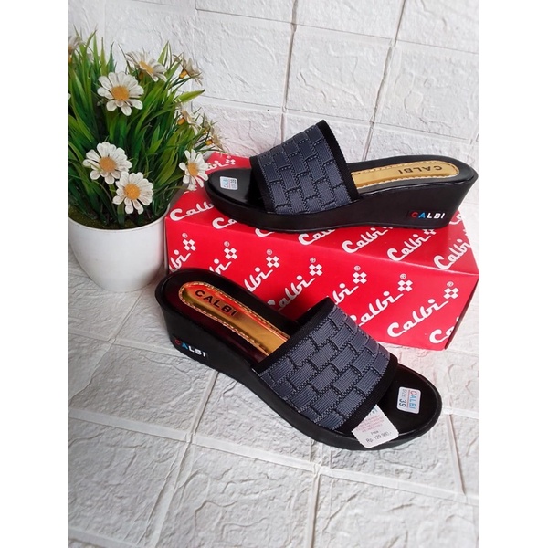 6.6 SALE! Sandal Wedges - Calbi Terlaris Harga Grosir - Sandal Wedges Cewek-Calbi Bata Abu