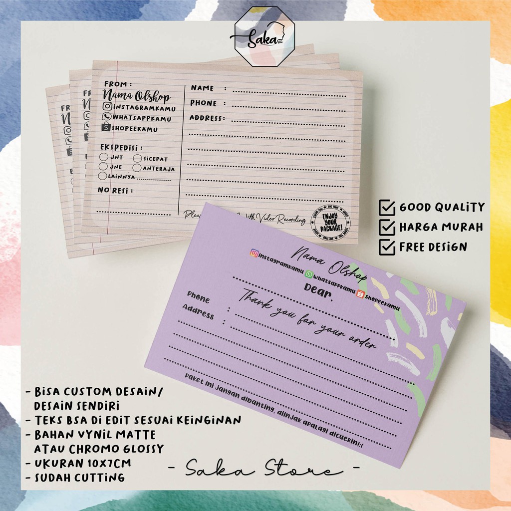 

SHIPPING STICKER / STIKER PENGIRIMAN ONLINE SHOP CUSTOM MURAH UKURAN 10X7CM