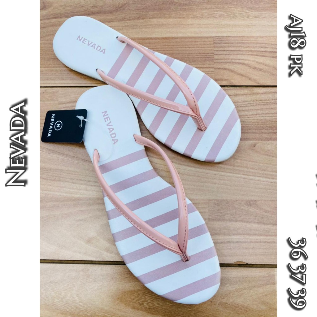 sandal jepit garis pink aj