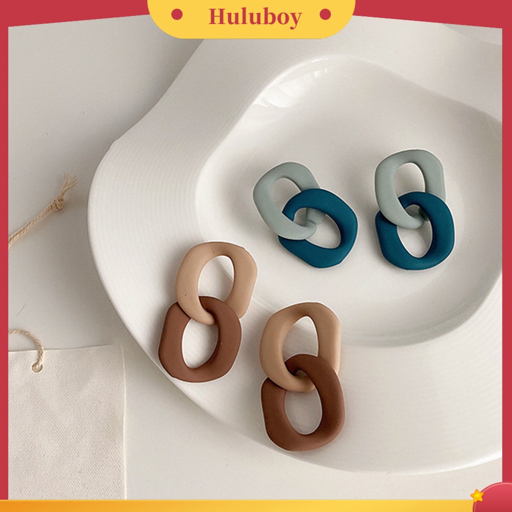 Hu Hu Hu Hu Hu Alat Bantu Pasang Kacamata♡ 1 Pasang Anting Bentuk Belah Ketupat Model Hollow Gaya Retro Warna Kontras Untuk Wanita
