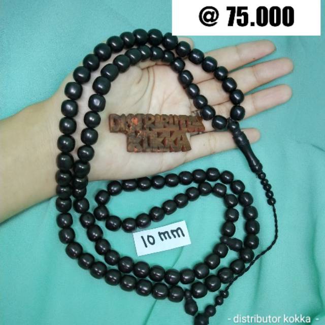 ( SUPER MURAH ) Grosir 5 pcs tasbih Kokka kaukah kaokah fukakah koka bulat polos 10 mm hitam