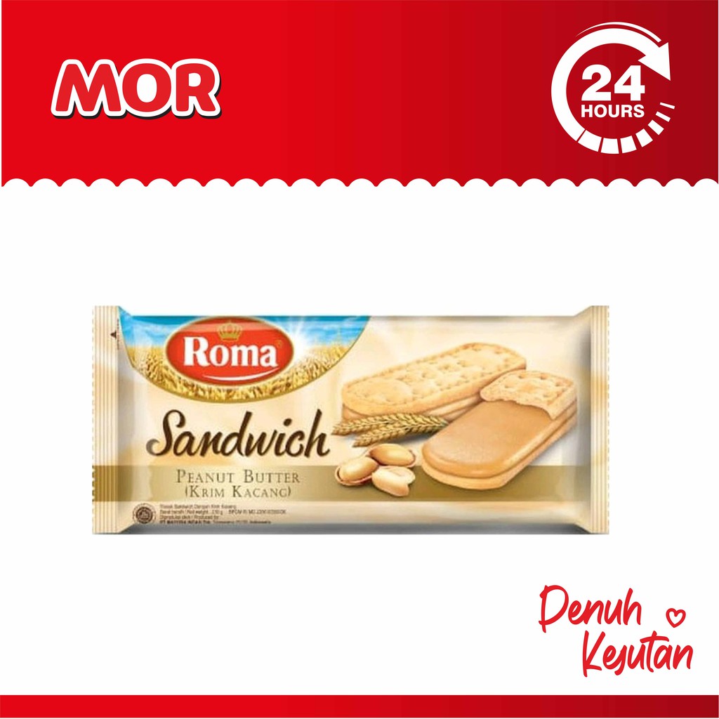 

ROMA Sandwich Peanut Butter Biskuit Krim Kacang 208 gr