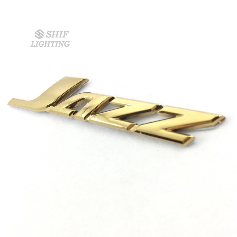 1Pc Stiker Emblem / Badge Motif Logo Jazz Bahan ABS Warna Emas untuk Bagasi Belakang Mobil