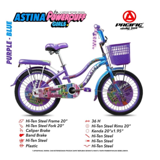 Sepeda Mini Anak Perempuan Pacific Astina Powerpuff 20 Garansi SNI-2