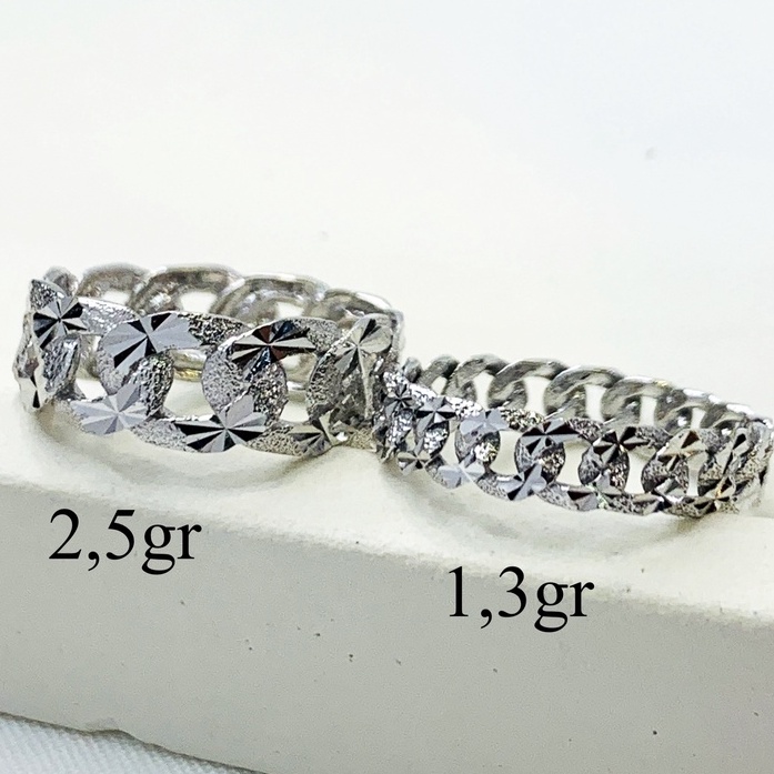 Cincin Emas Asli Model Sisik Naga Pasir Doff Putih Kadar 750 17K 700 16K Campur Rose Gold Pink Kunin