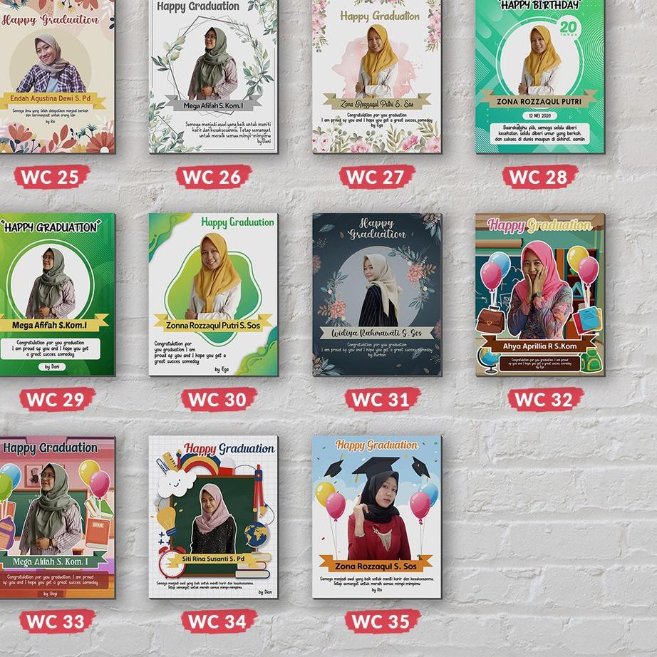 

#COD# Souvenir / Hadiah / Gift Ulang Tahun / Pernikahan / Kado Wisuda Karikatur Efek Watercolor MDF