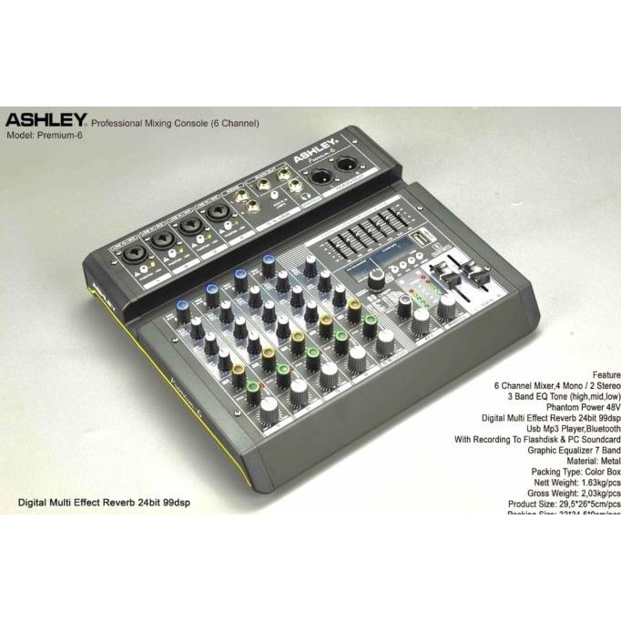 MIXER ASHLEY PREMIUM 6 , ASHLEY 6 CHANNEL ORIGINAL