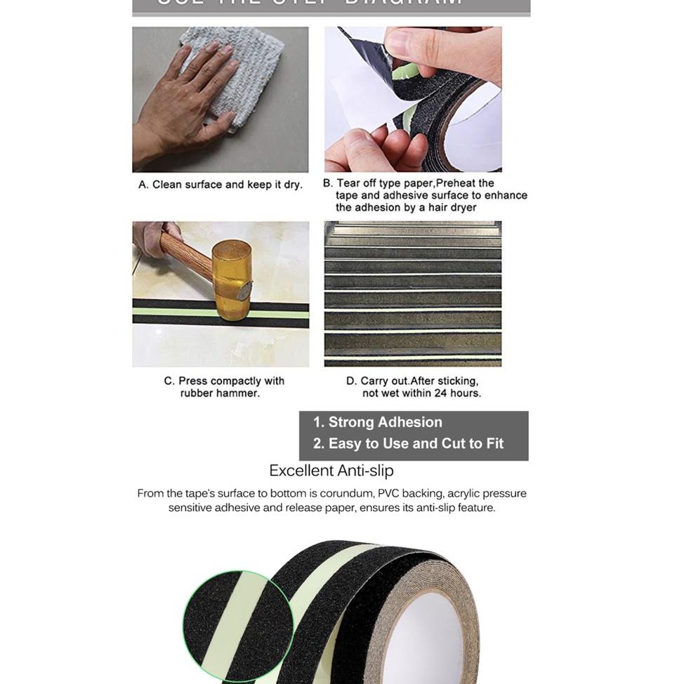 

[PRODUK 0I8F9] Lakban Fosfor lantai Anti slip Tangga Glow in the dark Safety Walk PTB