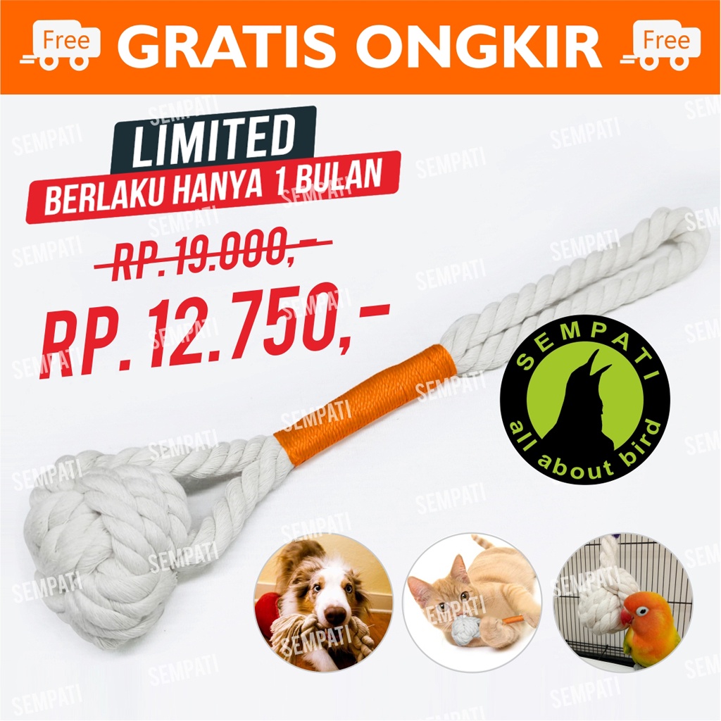 MAINAN GIGIT ANJING GIGITAN ANJING BOLA KUCING ANJING PET TOY CAT DOG CHEWS ROPE WOLL GANTUNG BLGT