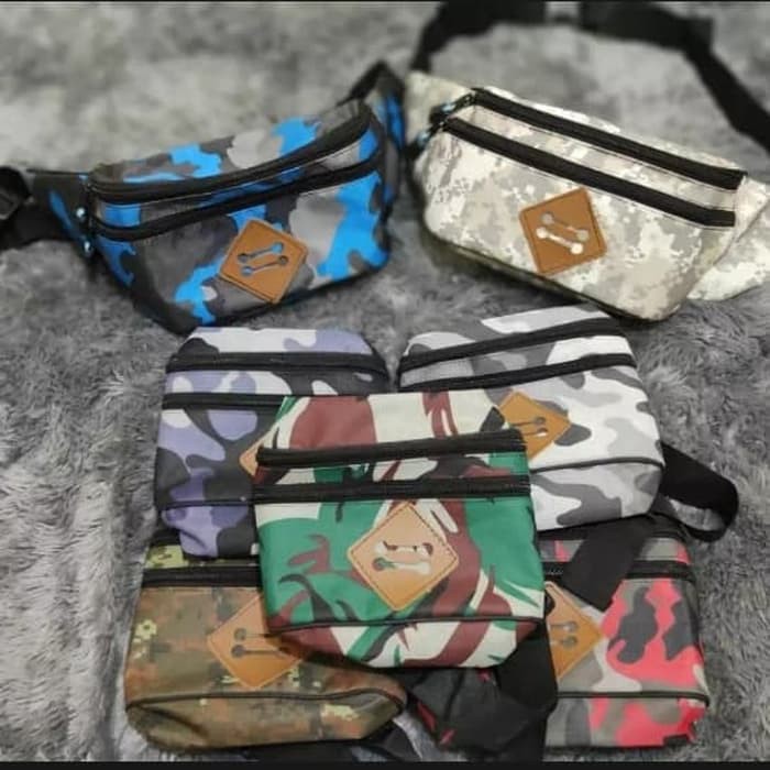 Tas waistbag Pria wanita motif army keren tas loreng