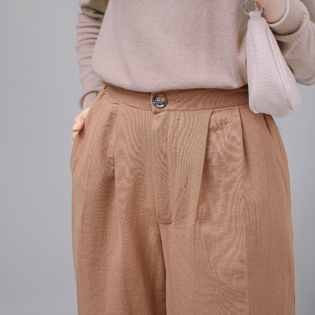 KULOT WANITA BAHAN LINEN MODEL LURUS KANCING-5