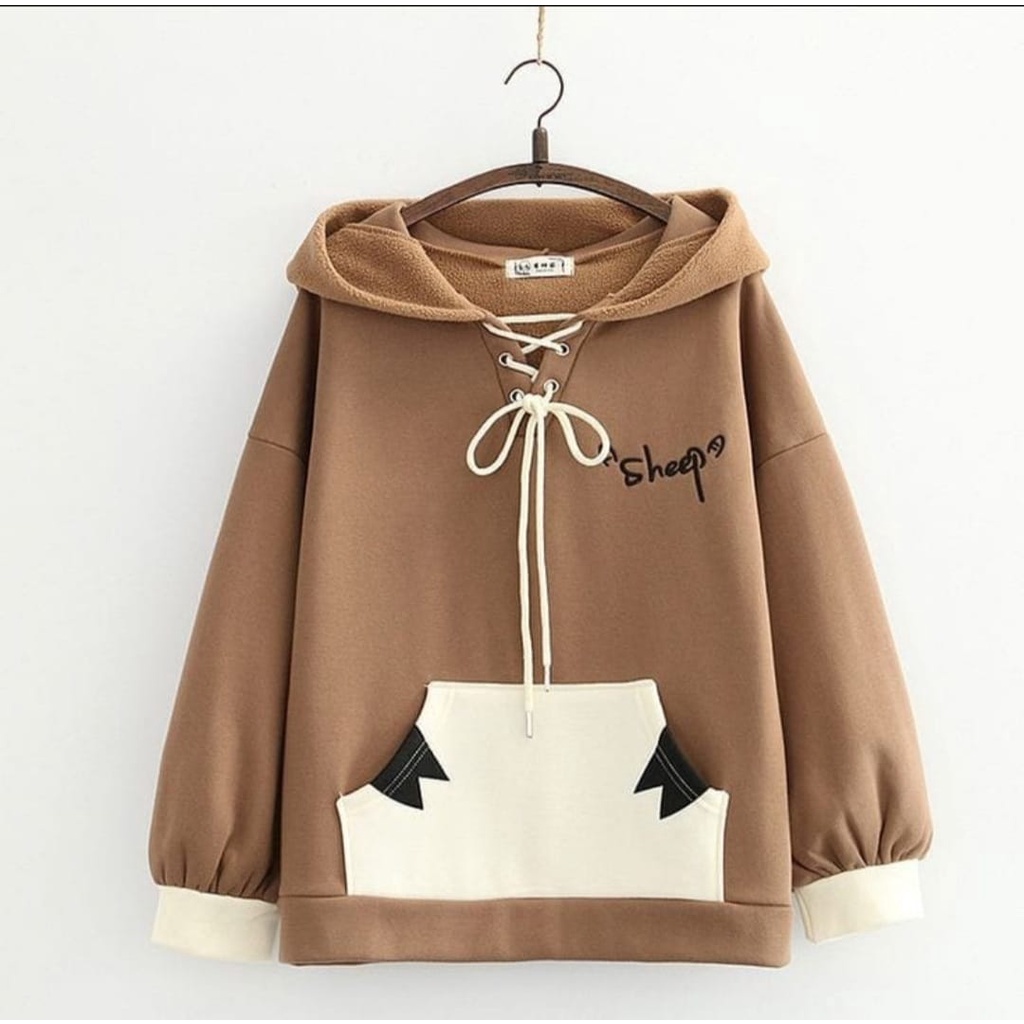 Sweater Hoodie Lucu SHEEP HOODIE Jumper unisex pria wanita karakter - bahan flece tebal dan lembut harga termurah