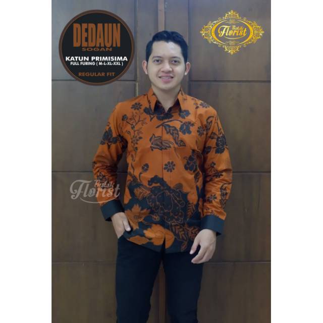 DEDAUN SOGAN Kemeja Batik Pria Katun Primisima Full Furing