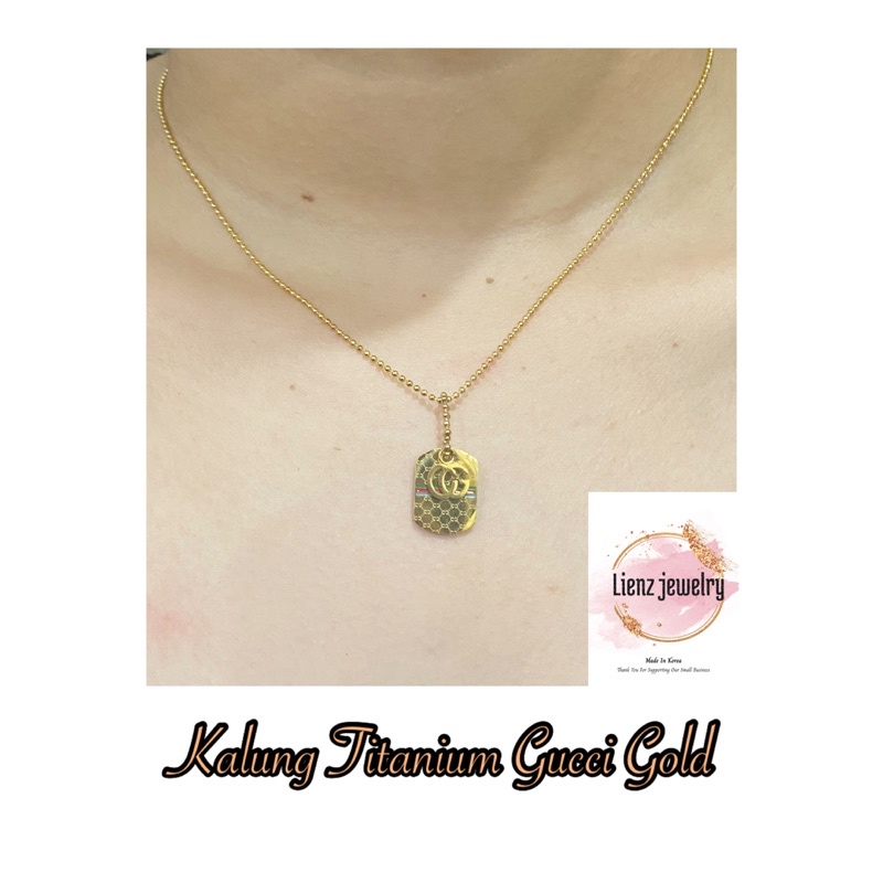 Kalung Wanita Titanium Gold Gucci / Kalung Stainless Steel Gold Anti Karat
