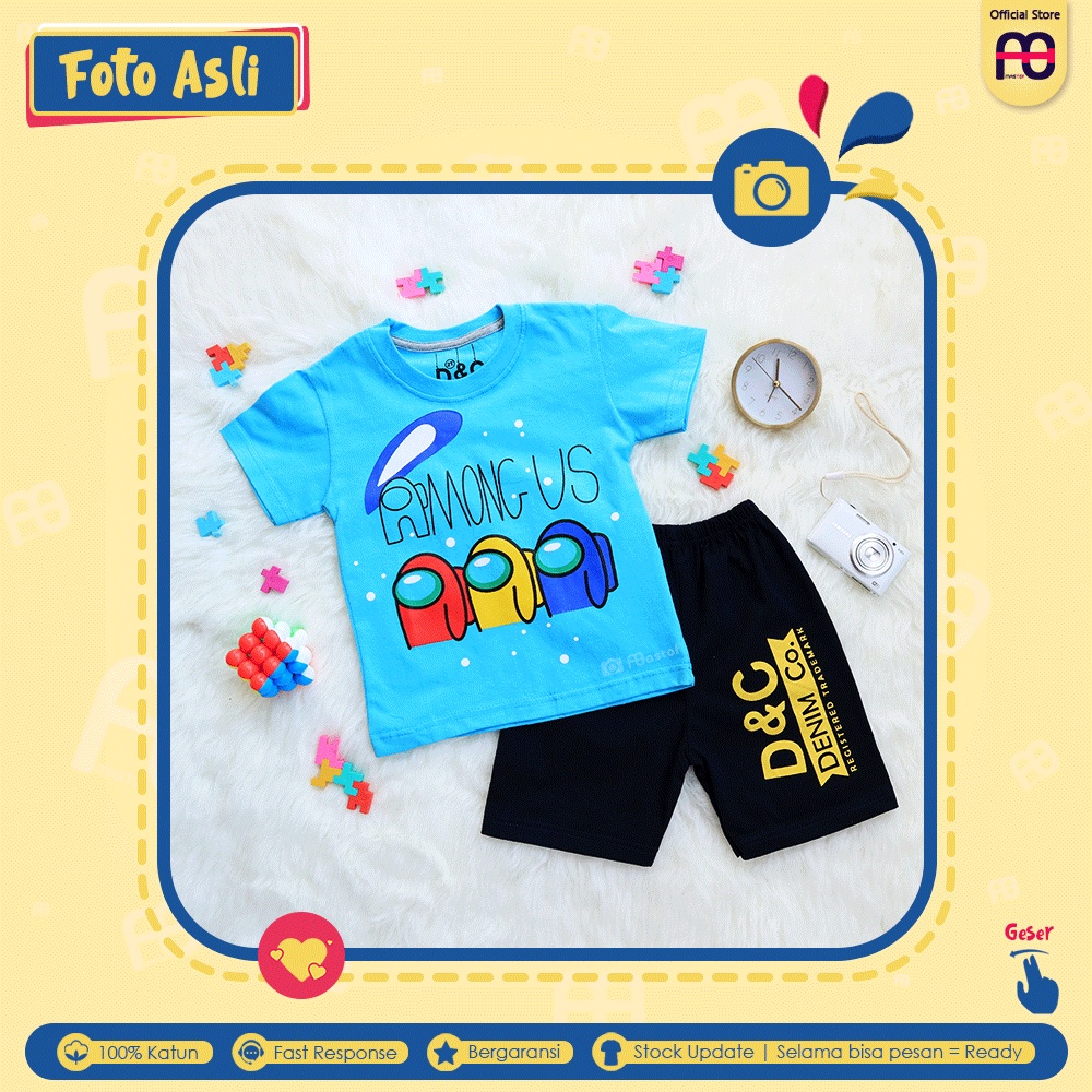 Setelan Anak Laki Laki Mastof D Series 1 - 11 Tahun Baju Anak Edisi Favorit-AmU Biru