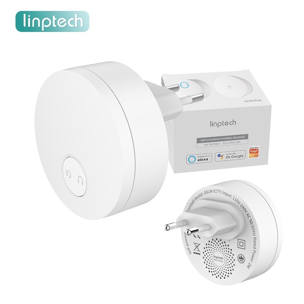 Linptech Bell Pintu WiFi Wireless Smart Doorbell Self Power Kinetic Generating - G6LW-E - White