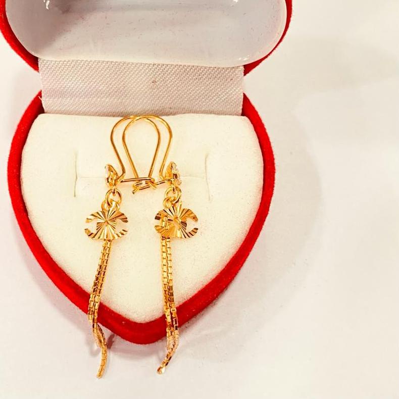 Anting panjang perak 925, sepuh emas kuning