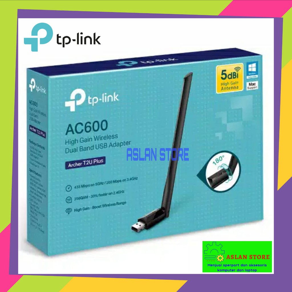 Tp-Link Archer T2U Plus  AC600 High Gain Wireless Dual Band USB Adapter antena