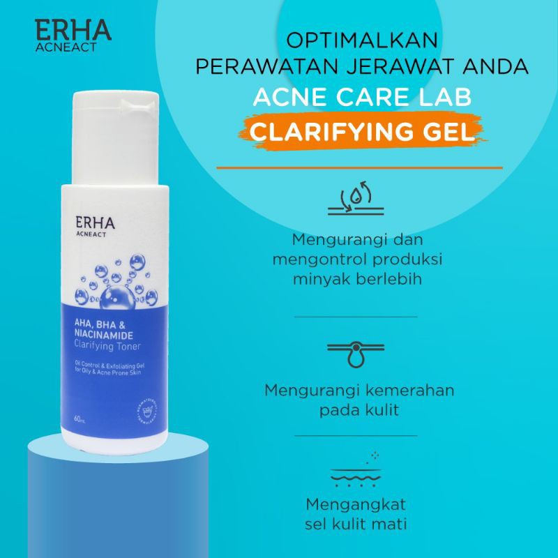 ERHA Acneact AHA BHA &amp; Niacinamide Clarifying Toner 60mL - Toner Wajah Berjerawat