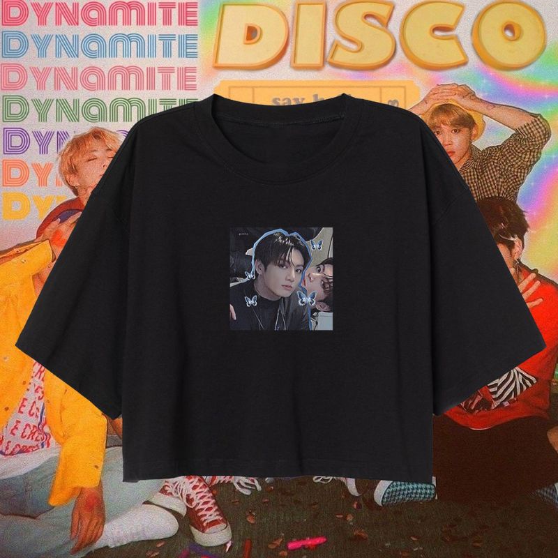 CROP TEE BTS AESTHETIC COLLECTION | BAJU KAOS CROP TOP ARMY KOREA VINTAGE OVERSIZE HITAM WANITA CROP