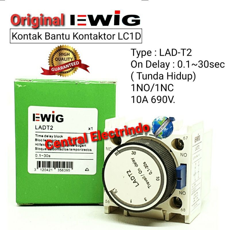 Kontak Bantu Contactor LCID LAD-T2 Tunda Hidup (0.1~30Sec) EWIG.