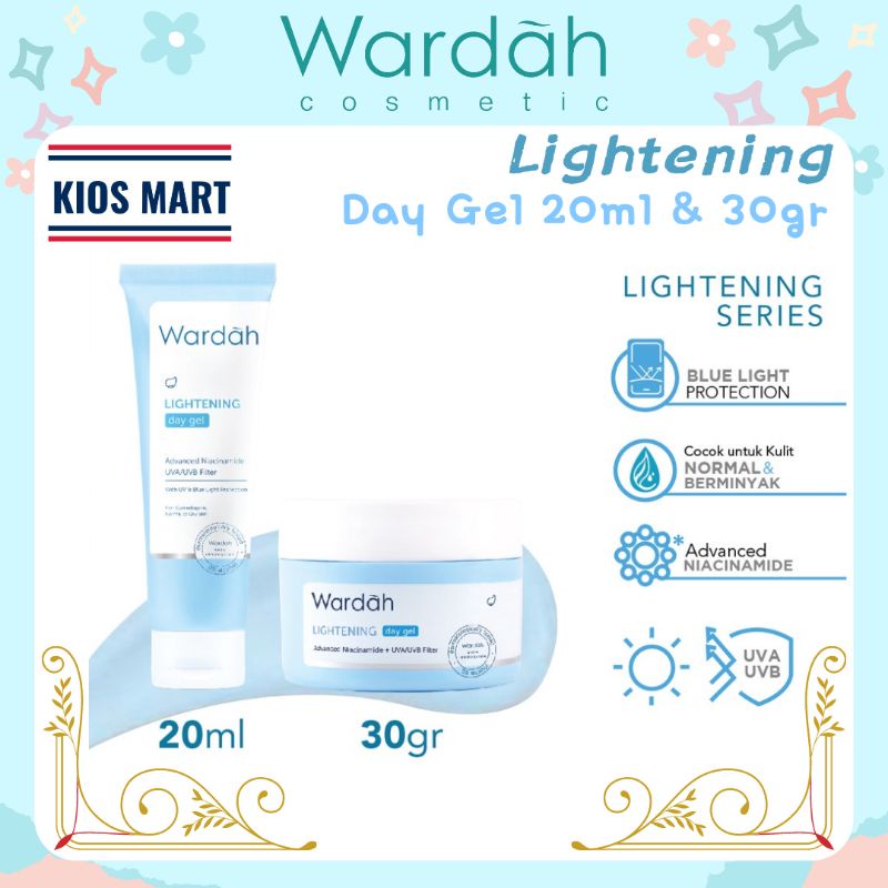 Wardah Lightening Day Gel with Advanced Niacinamide UVA UVB Filter 20ml &amp; 30g