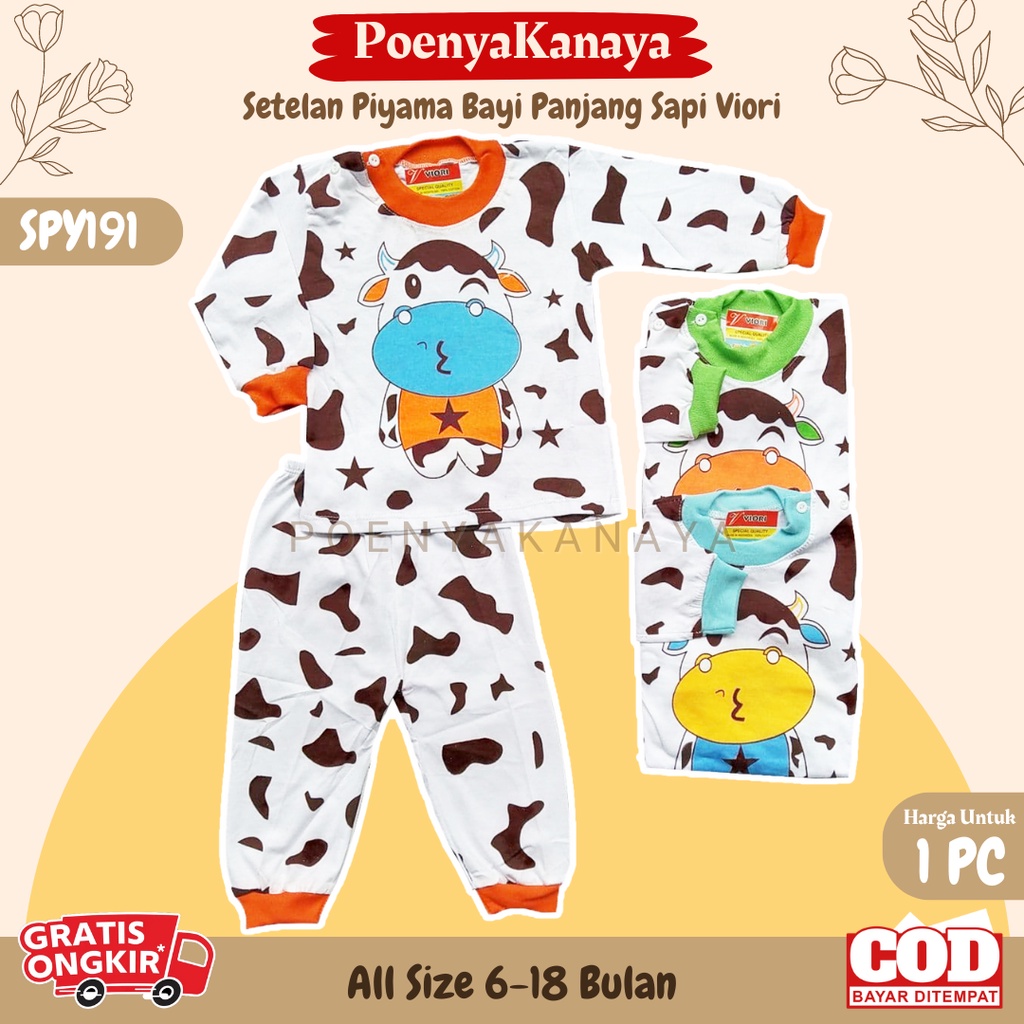 Setelan Baju Bayi Piyama Bayi Panjang SAPI Viori 6-18 Bulan SPY191