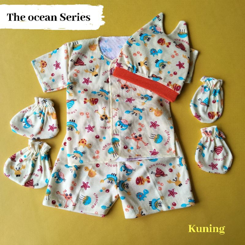 set hemat baju bayi motif the ocean newborn 0-3 bulan