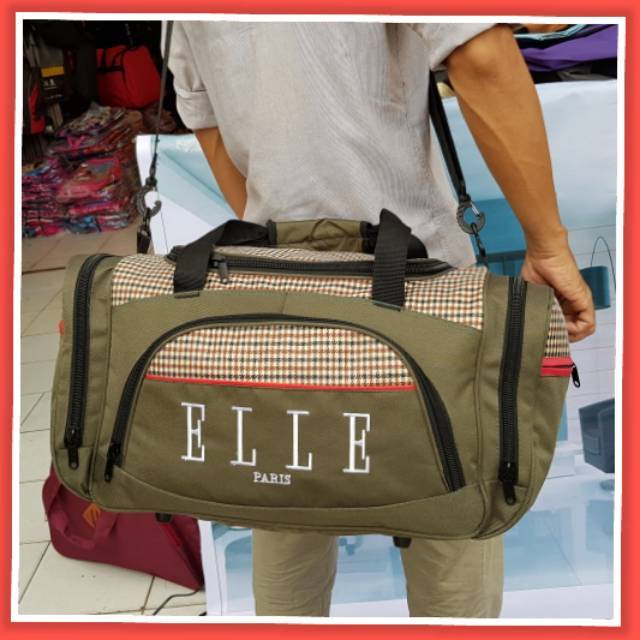 Tas pakaian travel elle paris Tas Olahraga Koper Nilon Tahan Air Tas Luar Ruangan Tas Bepergian Besar untuk Wanita Pria Tas Tangan Olahraga Tas Punggung Ransel Bepergian