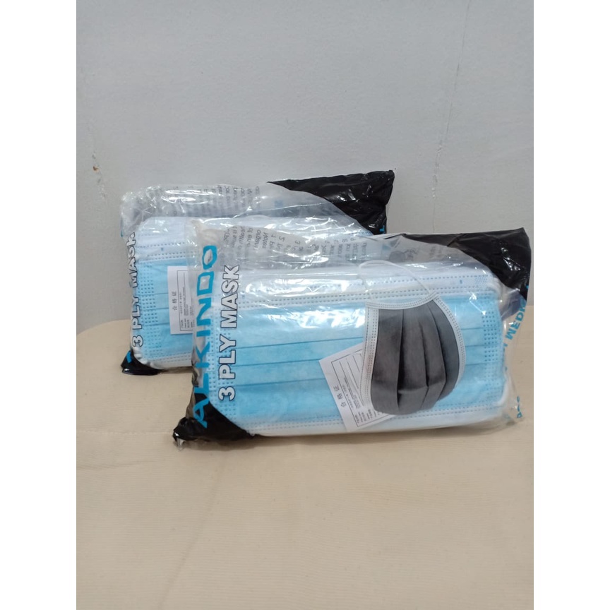 MASKER ALKINDO BIRU / MASKER ALKINDO 3 PLY HITAM