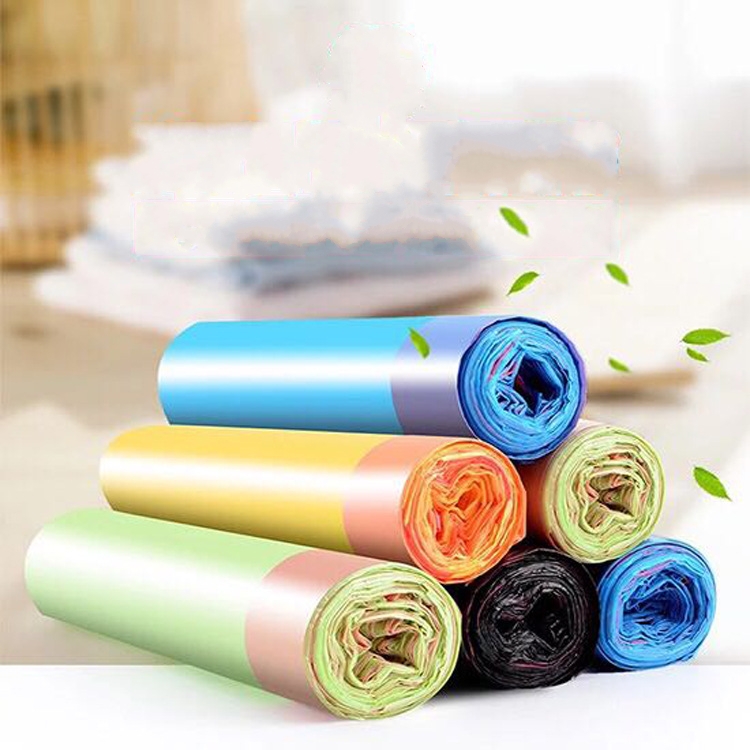 15Pcs/Roll Portable Drawstring Trash Bags / Household Disposable Plastic Garbage Bag / Drawstring Handles Rubbish Bag