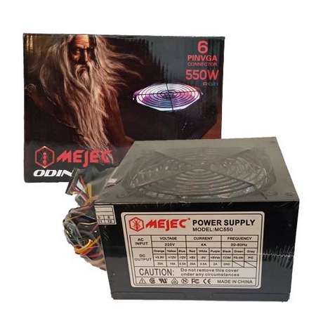 POWER SUPPLY GAMING MEJEC 550W ODIN 6 PIN PSU 550WATT RGB STATIS