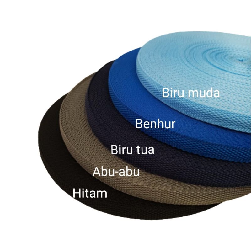 1 rol Webbing 1.5 cm bahan PP (polyprophylene) 36 yard / 32 m