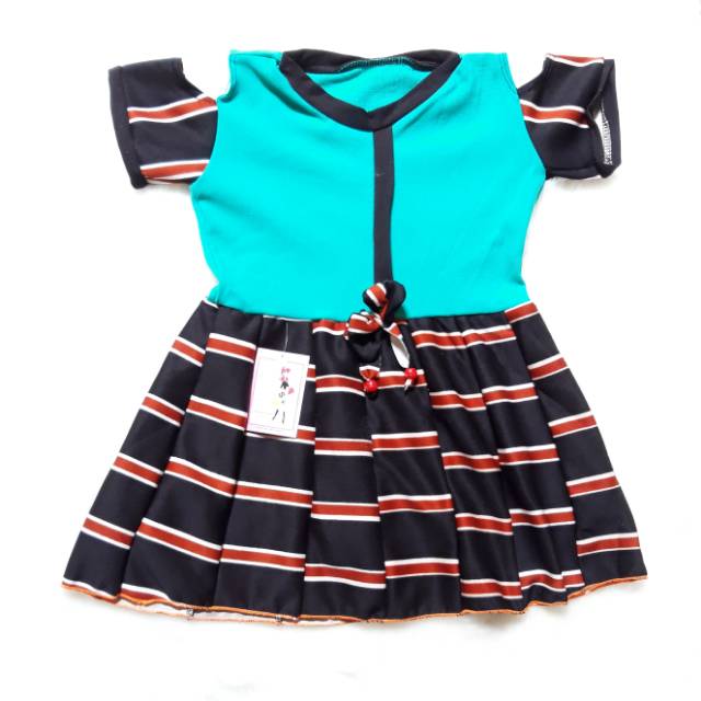 DRESS ANAK SABRINA S 2-3 TAHUN BAJU ANAK PEREMPUAN BAHU BOLONG CANTIK LUCU TERMURAH DARI KONVEKSI