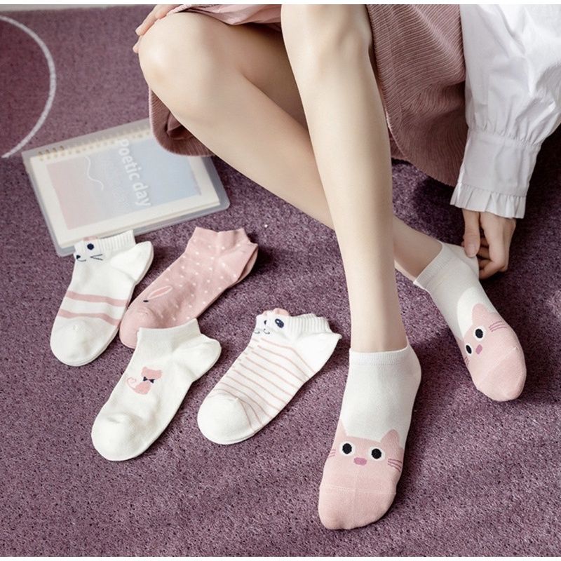 [COD] Kaos Kaki Pendek Import Cute Motif Kucing Kaos Kaki Wanita Import Pendek Semata Kaki Lucu Model Terbaru Kaos Kaki Fashion