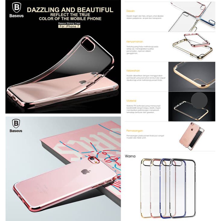 CASE IPHONE7 IPHONE 7PLUS 7 BENING TRANSPARAN BASEUS SOFTCASE TPU ORI