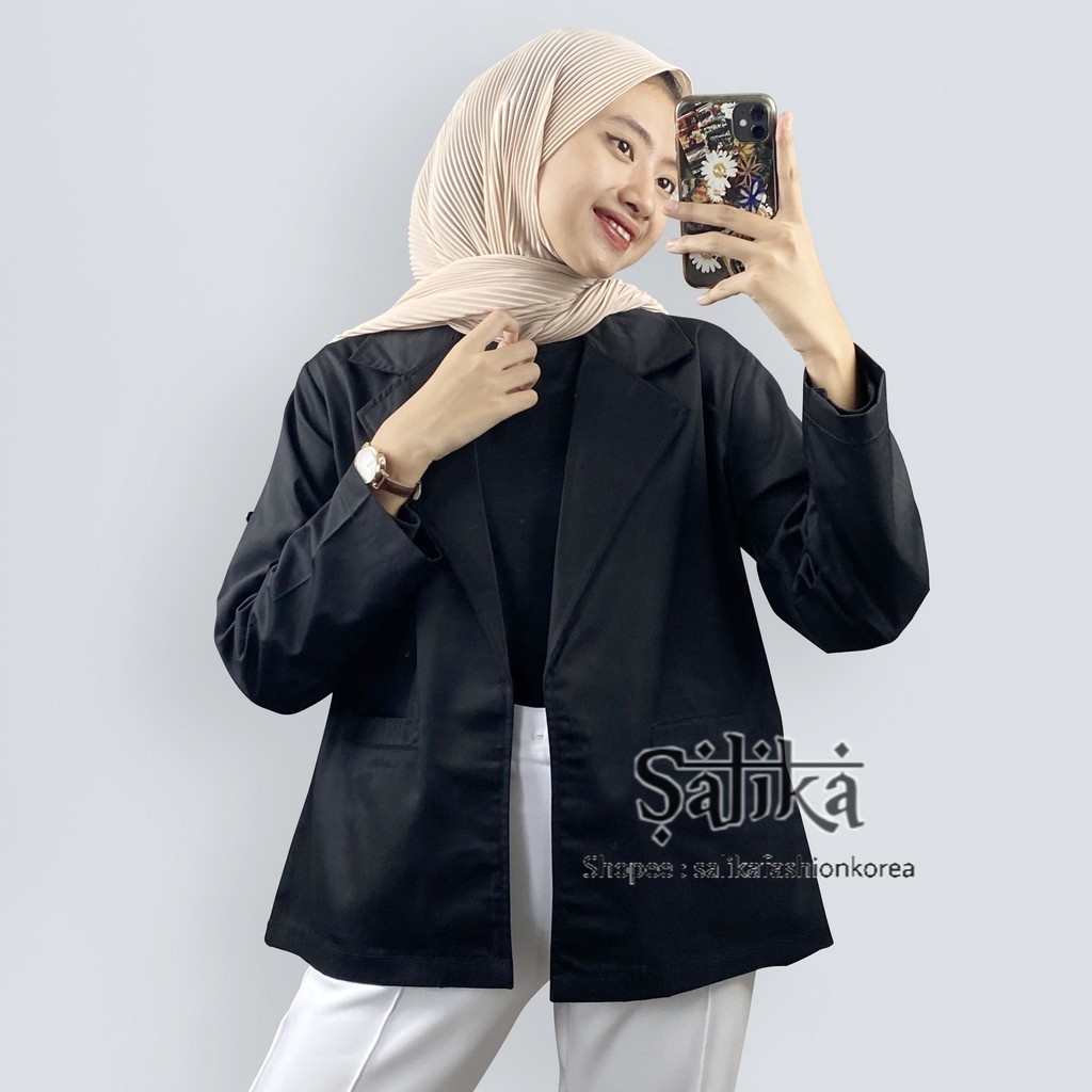 QAMARA BLAZER POCKET PAKAIAN PEREMPUAN CEWE CEWEK BAJU ATASAN WANITA ATASAN BLAZER LENGAN PANJANG WA