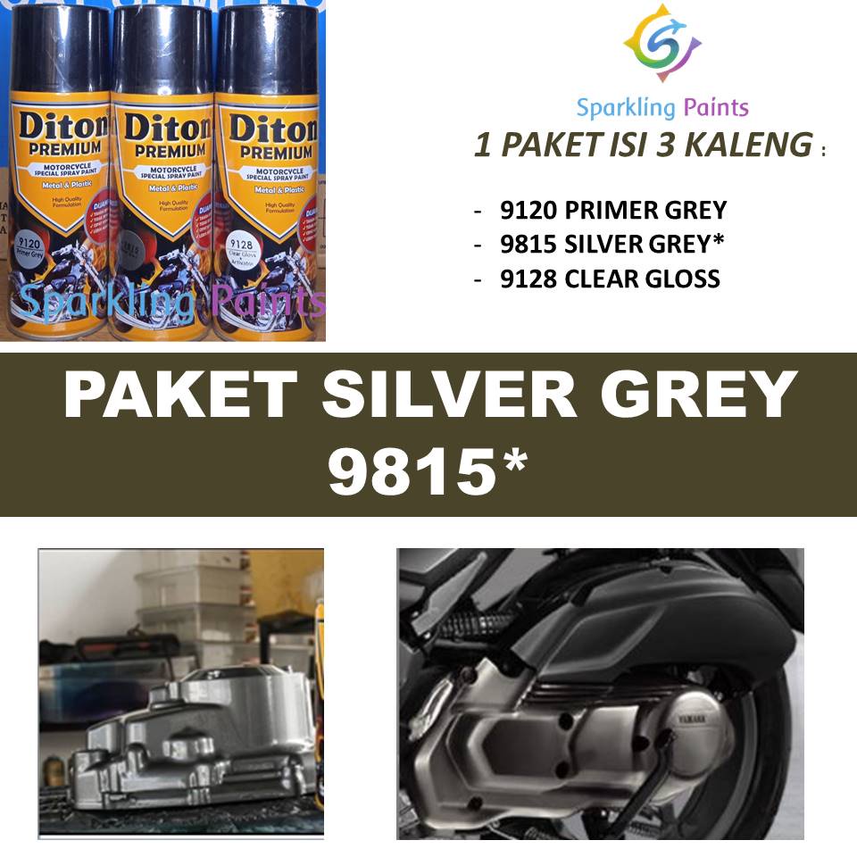 Paket Lengkap Cat Pilox Diton Premium 9815 Silver Grey Warna Abu Abu Perak 400cc pylox velg mesin