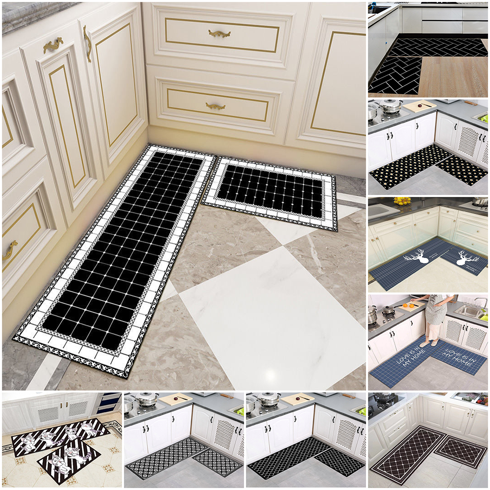 Karpet dapur  2  pcs set Lantai  Tikar Pola Geometris 