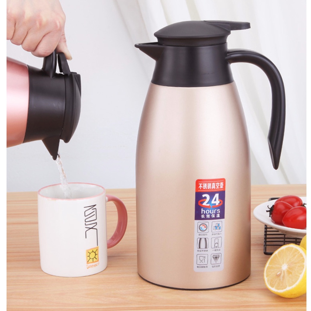 termos air vacuum stainless steel panas dingin teh kopi 2 liter warna