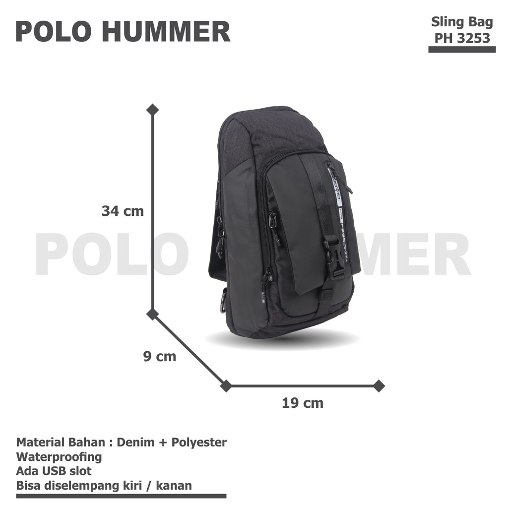 Tas Premium Slingbag POLO HUMMER - Tas Selempang Pria Import