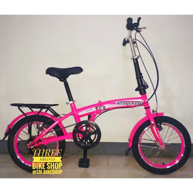 SEPEDA LIPAT EVERGREEN 16 INCH 6 SPEED WARNA PINK