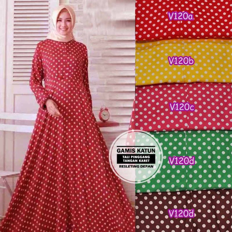 (KATALOG 3) GAMIS KATUN JUMBO MOTIF POKADOT, KOTAK, TARTAN, LOVE busui rempel