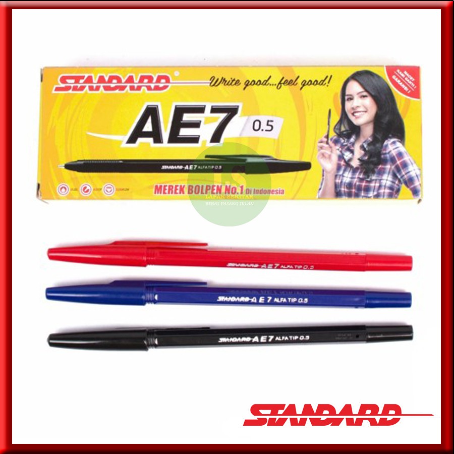 

Pulpen Pen Standard AE7 0.5 Hitam Merah Biru