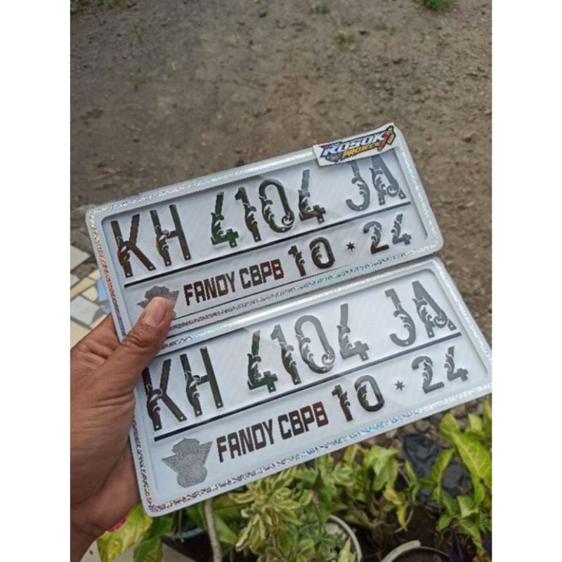 1pcs PLAT AKRILIK PLAT MOTOR AKRILIK MODEL PUTIH CARBON